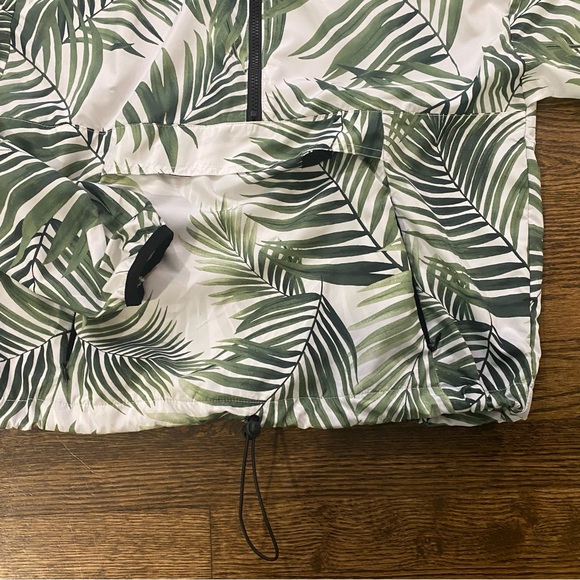 S/4  90s y2k style Hooded Jacket quarter zip plant green  windbreaker - Picture 3 of 9